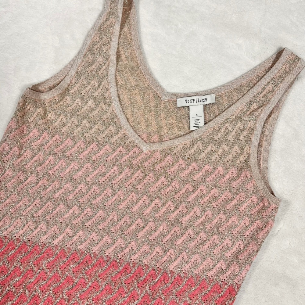 White House Black‎ Market Ombre Metallic Knit Tank Top Sleeveless S